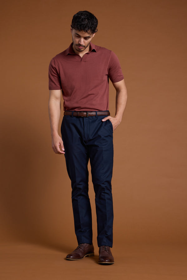 Barkers Parkway Cotton Knitted Polo in brick, cotton, alternate view