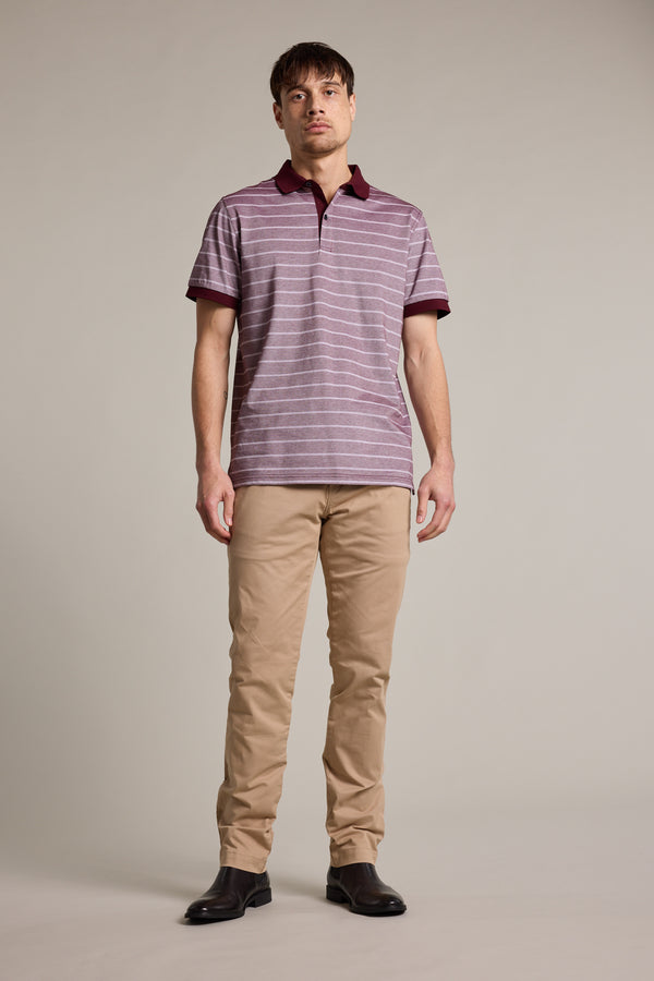 Barkers Oxley Mercerised Stripe Polo in burgundy, additional view