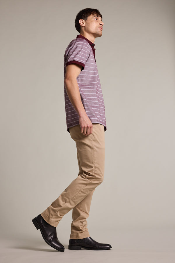 Barkers Oxley Mercerised Stripe Polo in burgundy, additional view