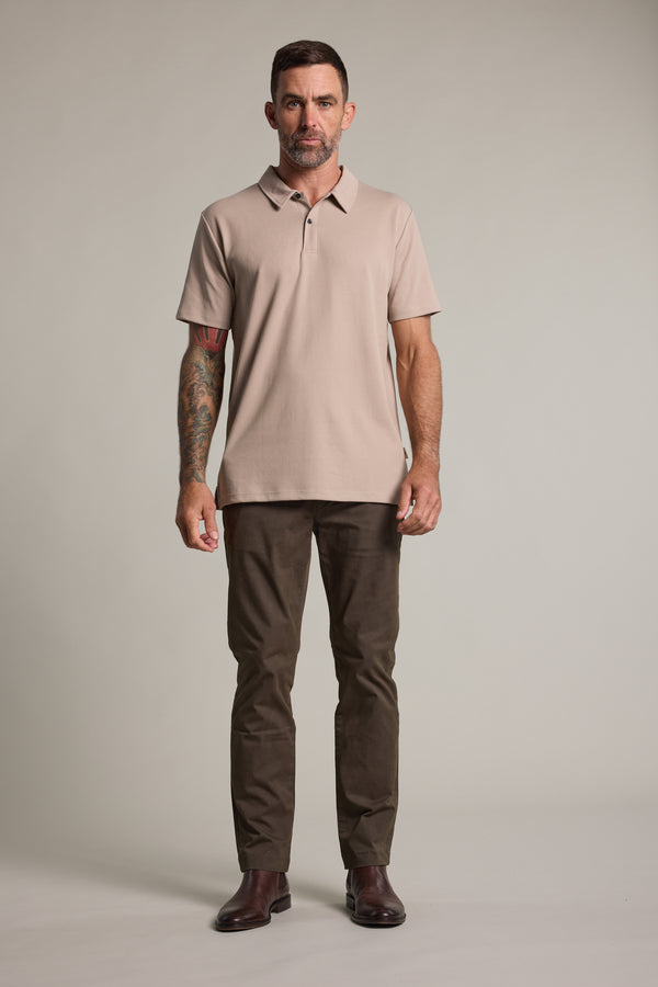 Barkers Newland Mercerised Texture Polo in oatmeal, classic fit