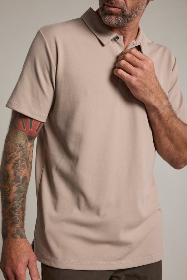 Barkers Newland Mercerised Texture Polo in oatmeal, classic fit, additional view