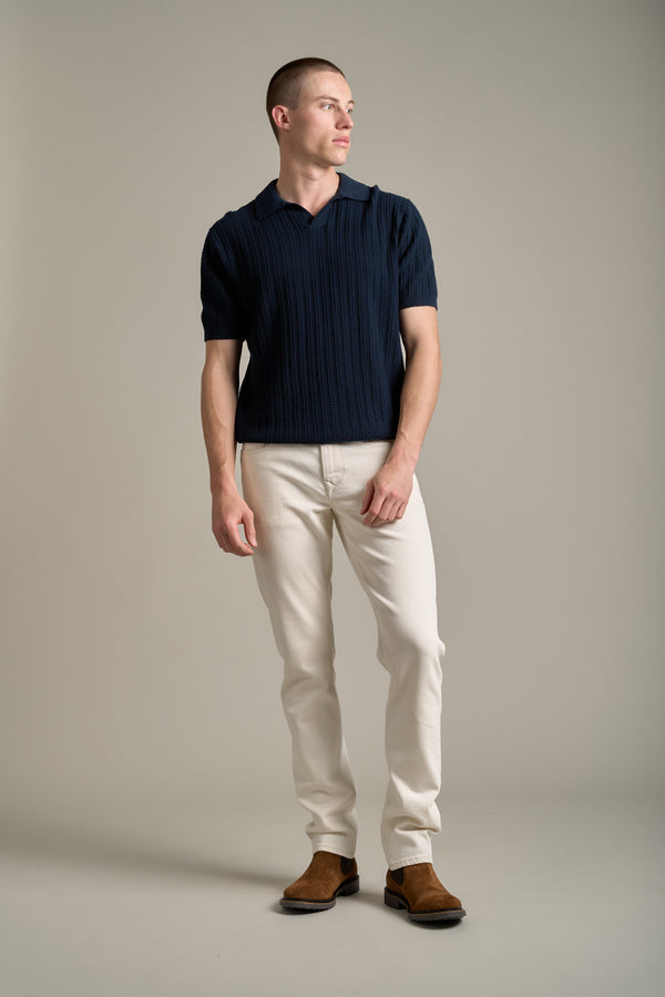 Barkers Marlton Knitted Polo in navy, cotton, additional view
