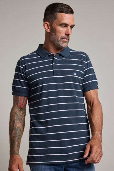Barkers Regent Stripe Polo in navy, regular fit