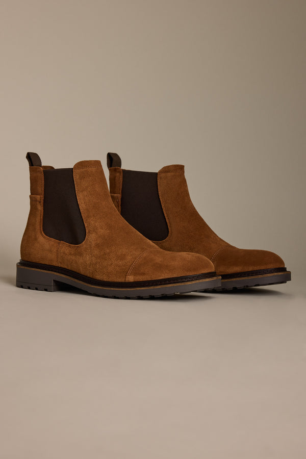 James Chelsea Boot by Barkers: brown suede, black elastic—ideal for men’s footwear lovers.