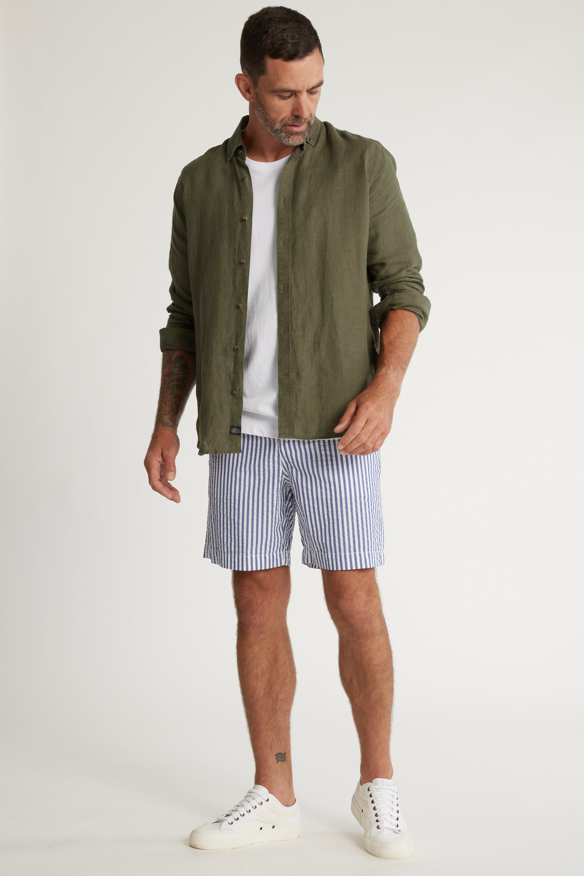 Shop Timlin Seersucker Short (BLUE/WHITE) | Barkers