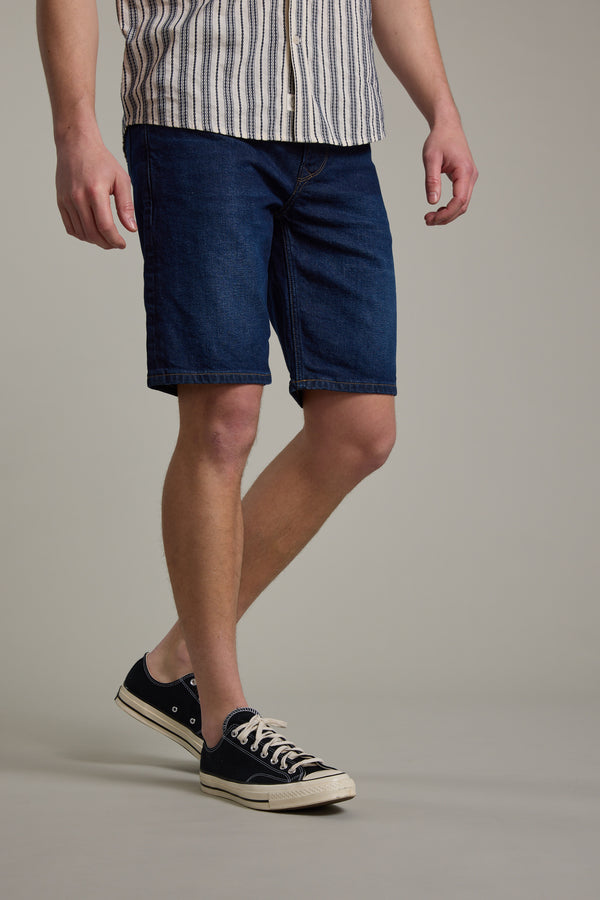 Barkers Rover Denim Short in dark indigo, relaxed fit