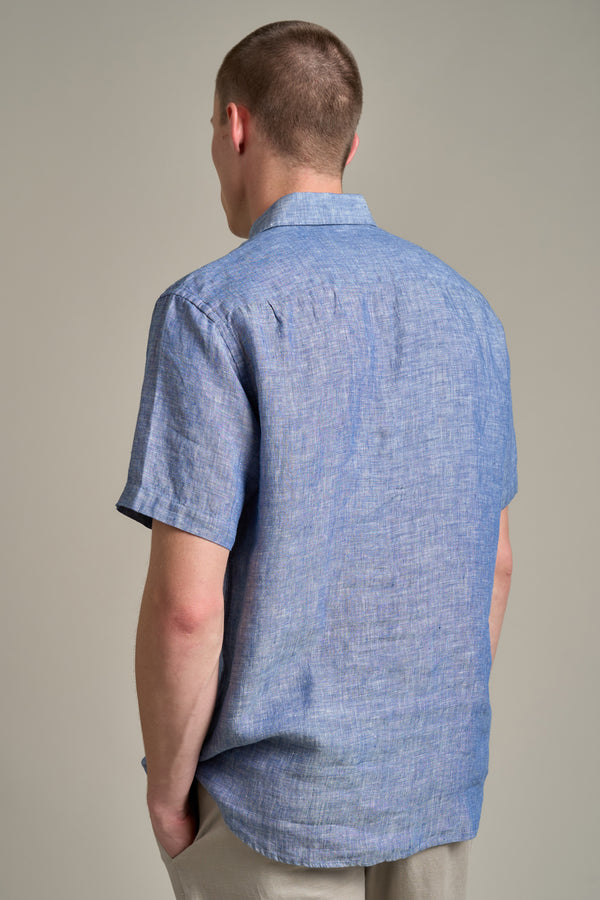 Barkers Gentry Linen Shirt in denim, classic fit, additional view