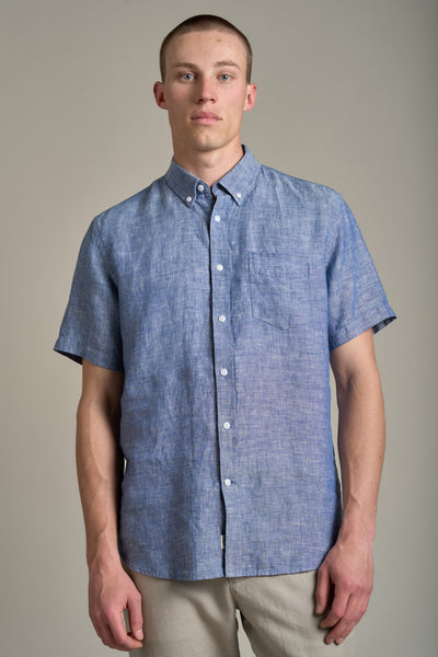 Barkers Gentry Linen Shirt in denim, classic fit