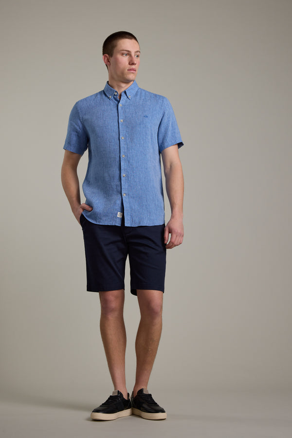 Barkers Gentry Linen Shirt in blue marl