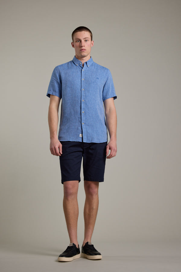 Barkers Gentry Linen Shirt in blue marl, additional view
