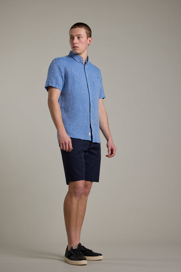 Barkers Gentry Linen Shirt in blue marl, additional view