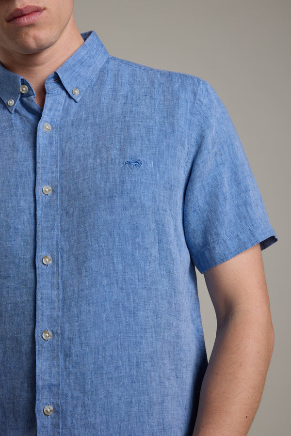 Barkers Gentry Linen Shirt in blue marl, alternate view
