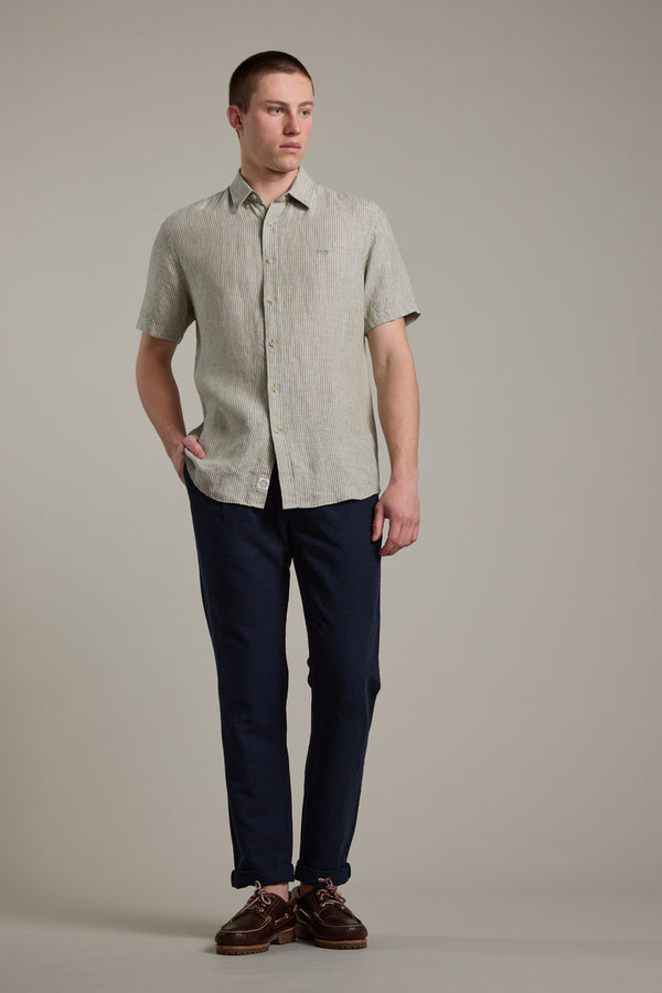 Barkers Newman Linen Pant in navy, relaxed fit