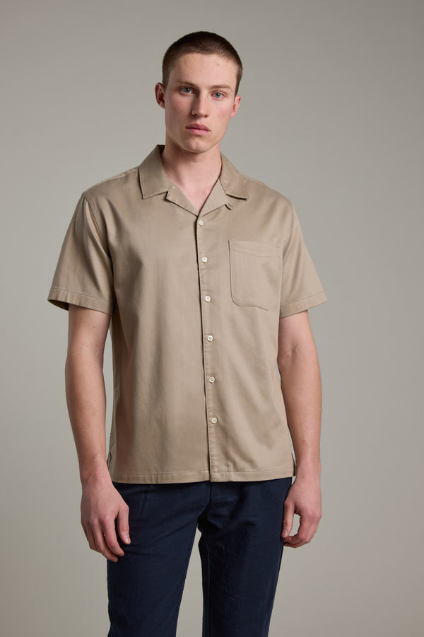 Barkers Augusta Cuban Shirt in taupe, alternate view