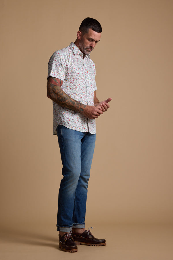 Barkers Wade Print Shirt in white, cotton, additional view