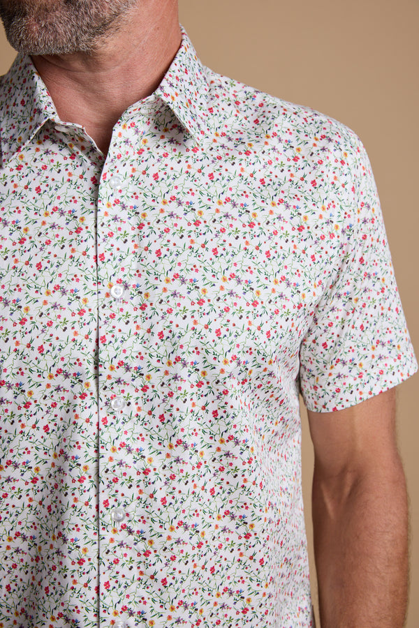 Barkers Wade Print Shirt in white, cotton, alternate view