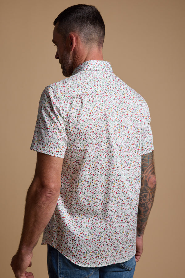 Barkers Wade Print Shirt in white, cotton, additional view