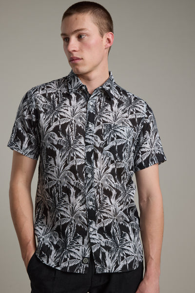 Barkers Madison Print Shirt in black/white, classic fit