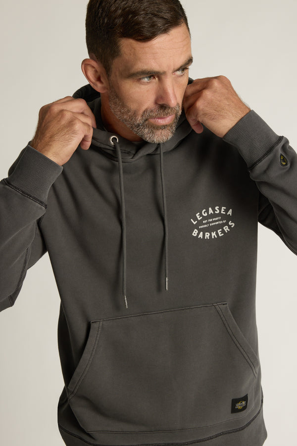 Legasea Supporter Hoodie in washed black, relaxed fit, additional view