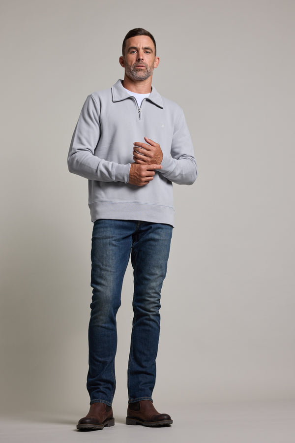 Barkers Galway GD 1/4 Zip in silver, relaxed fit, additional view