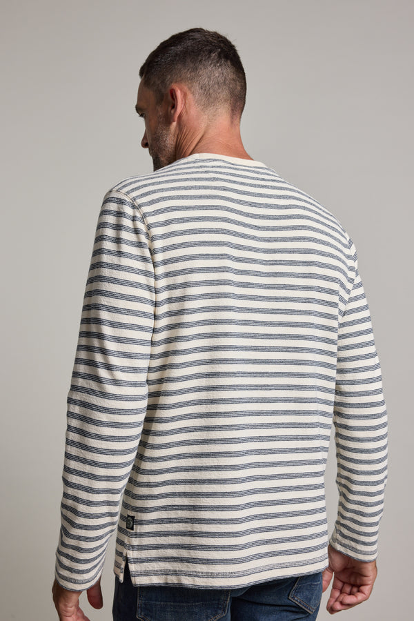 Barkers Barton Cotton Stripe Crew in oatmeal, additional view