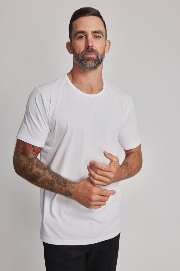 Barkers Linton Supima Tee in white, supima cotton, alternate view