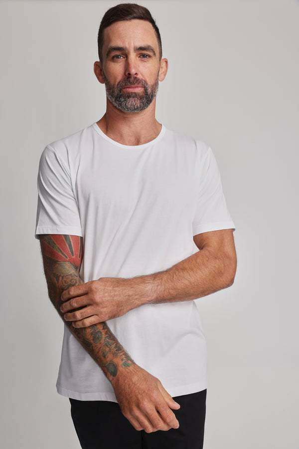 Barkers Linton Supima Tee in white, supima cotton, additional view