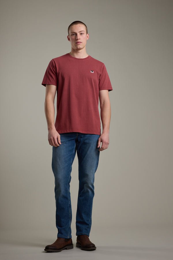 Barkers Newton Washed Tee in washed red, alternate view