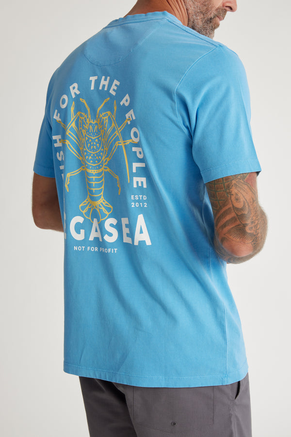 Legasea Fish For The People Tee in sky, relaxed fit, alternate view