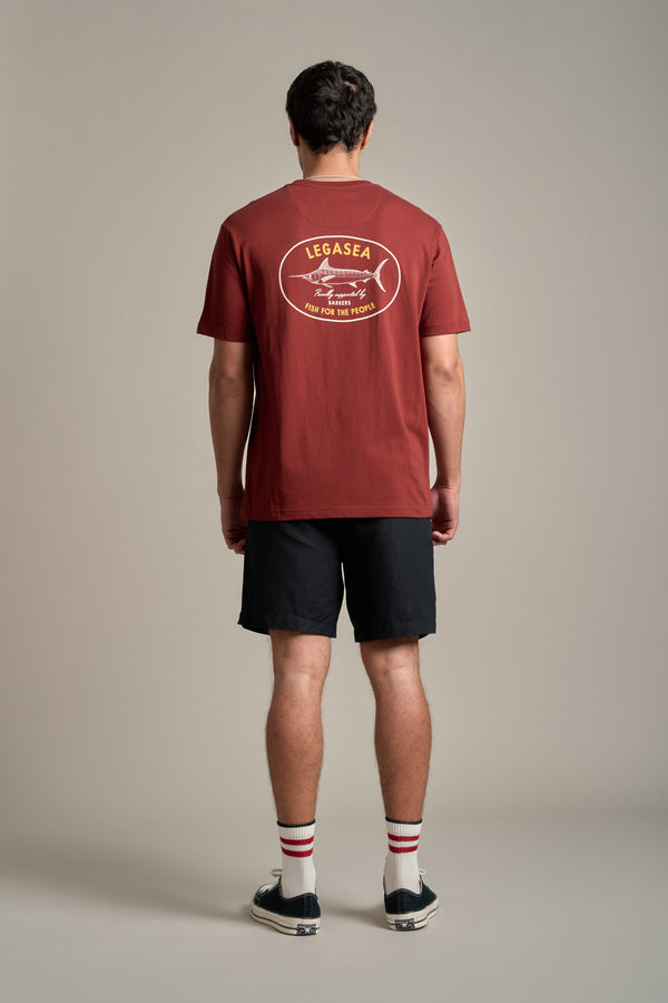 LegaSea Marlin Print Tee in brick, regular fit, additional view