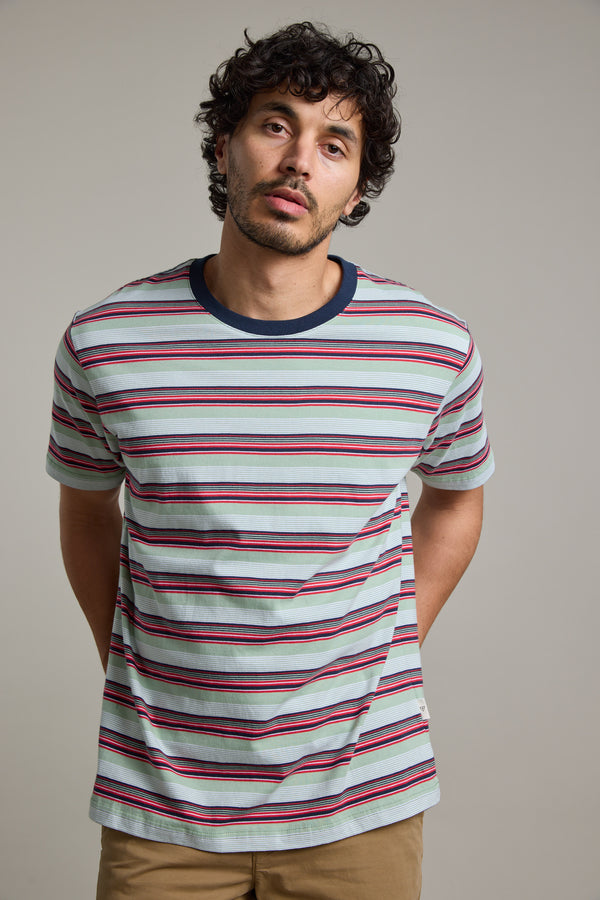 Barkers Alvin Stripe Tee in mint, additional view