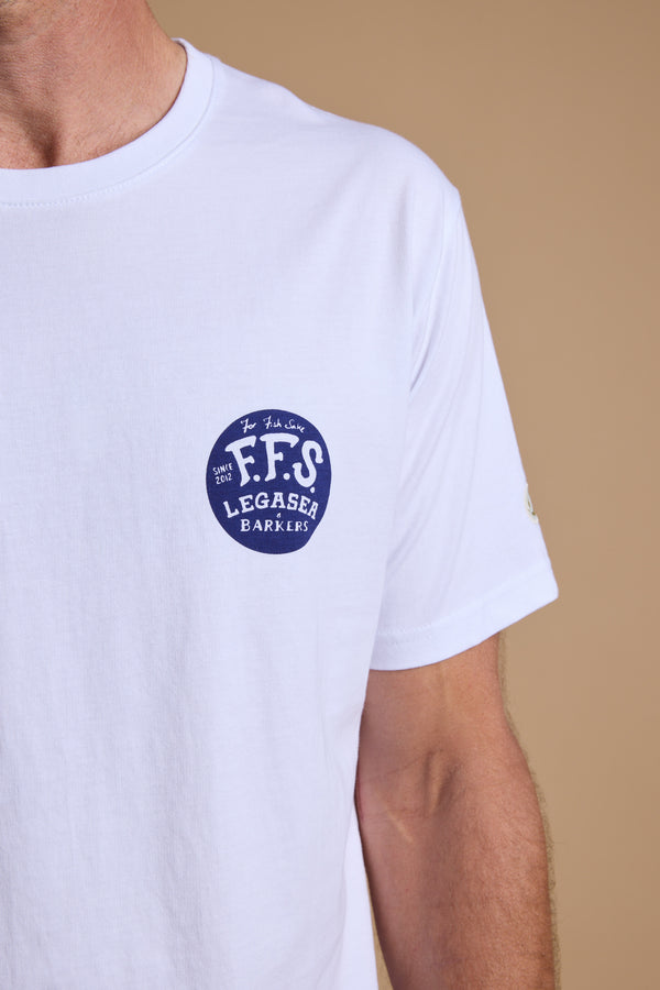 Legasea Crayfish Print Tee in white, regular fit, additional view