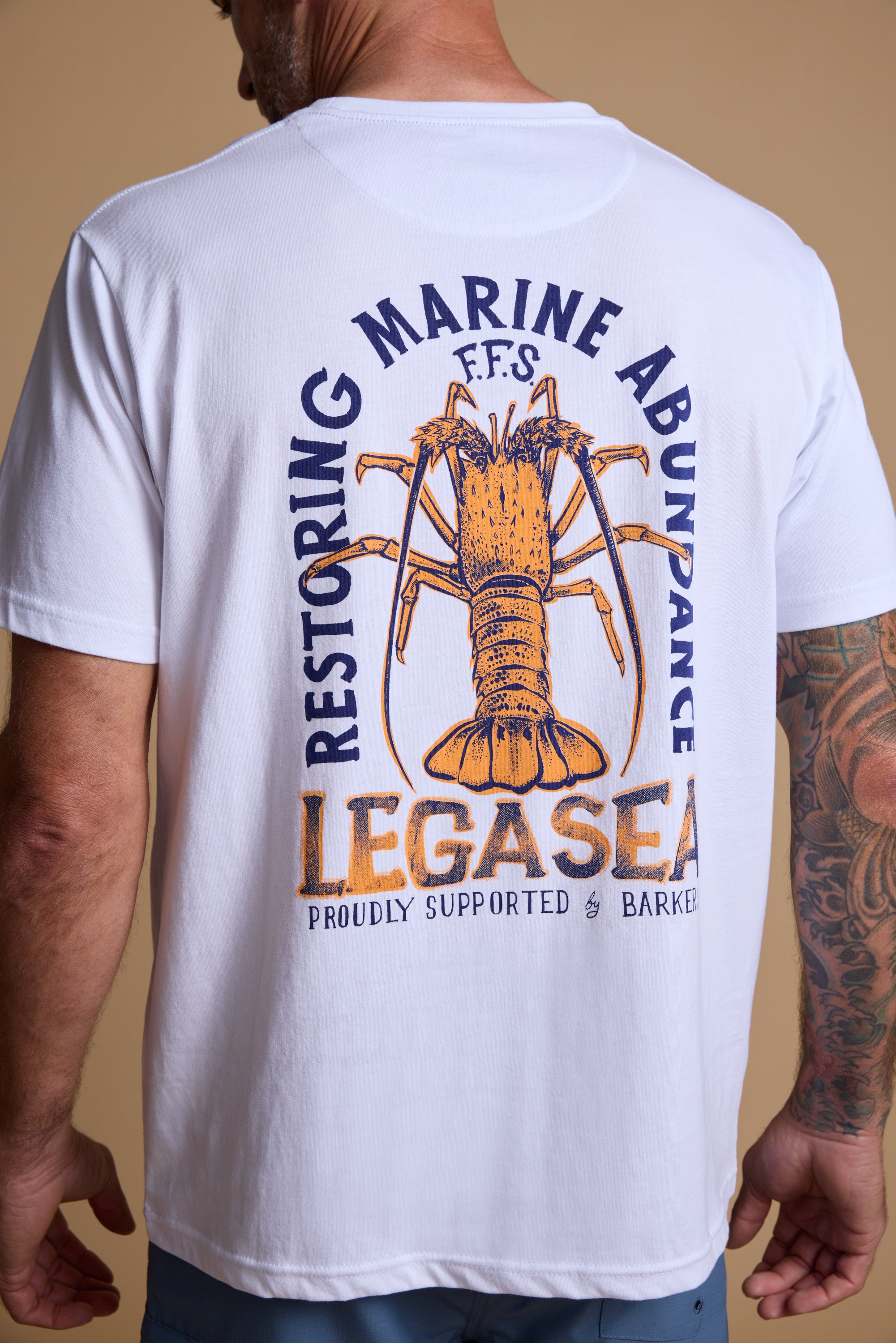 Legasea Crayfish Print Tee in white, regular fit