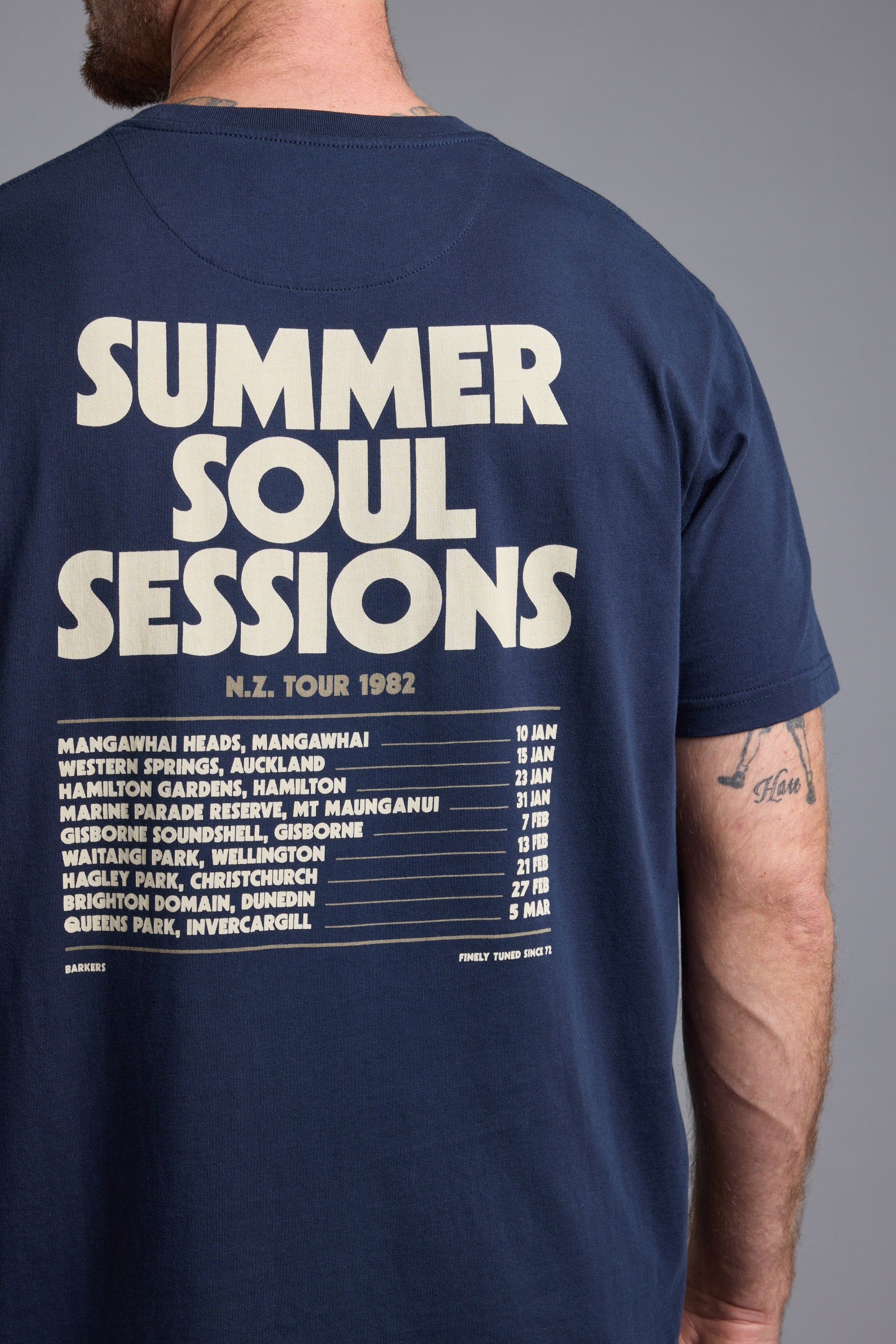 Barkers Summer Soul Sessions Print Tee in navy, regular fit