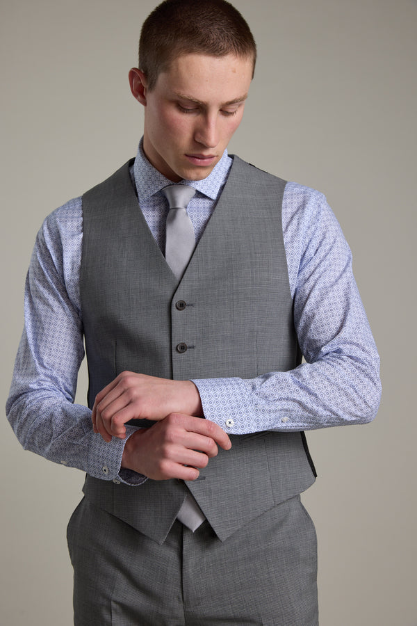 Barkers Henderson Waistcoat in grey, merino wool, alternate view