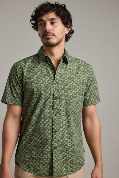 Barkers Oxnard Print Shirt in khaki