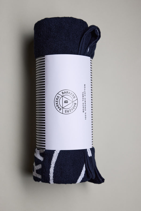 Barkers Beach Towel in navy, cotton, additional view