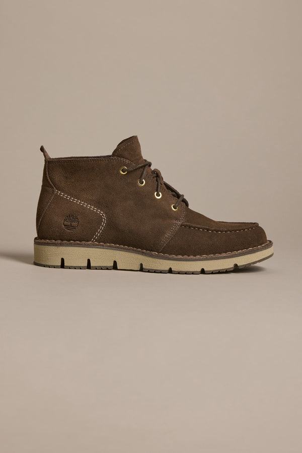 Timberland Westmore Chukka: suede, laces, SensorFlex tech, Timberland logo on heel.