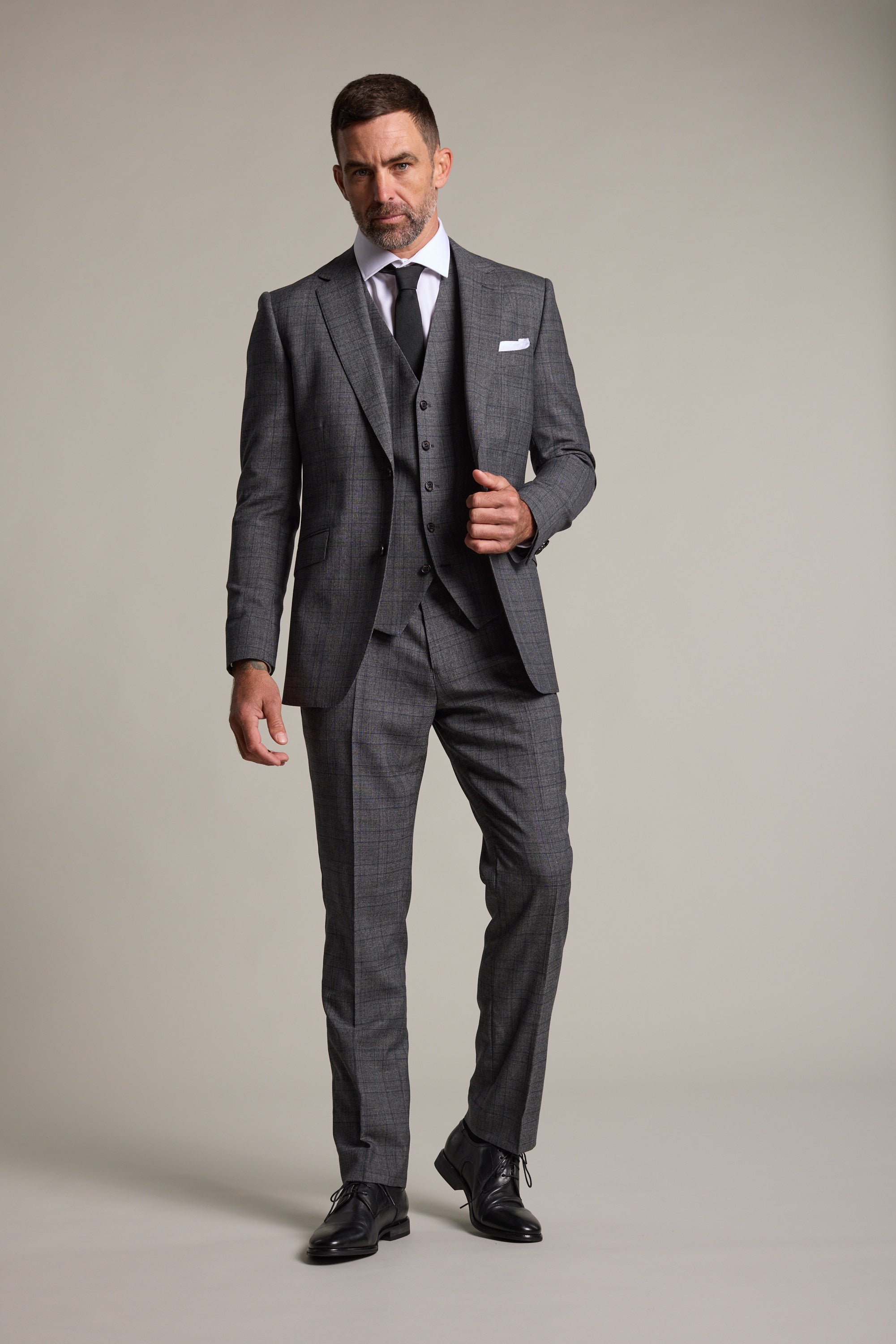 Barkers Vernon Check Suit Jacket in char marl, additional view