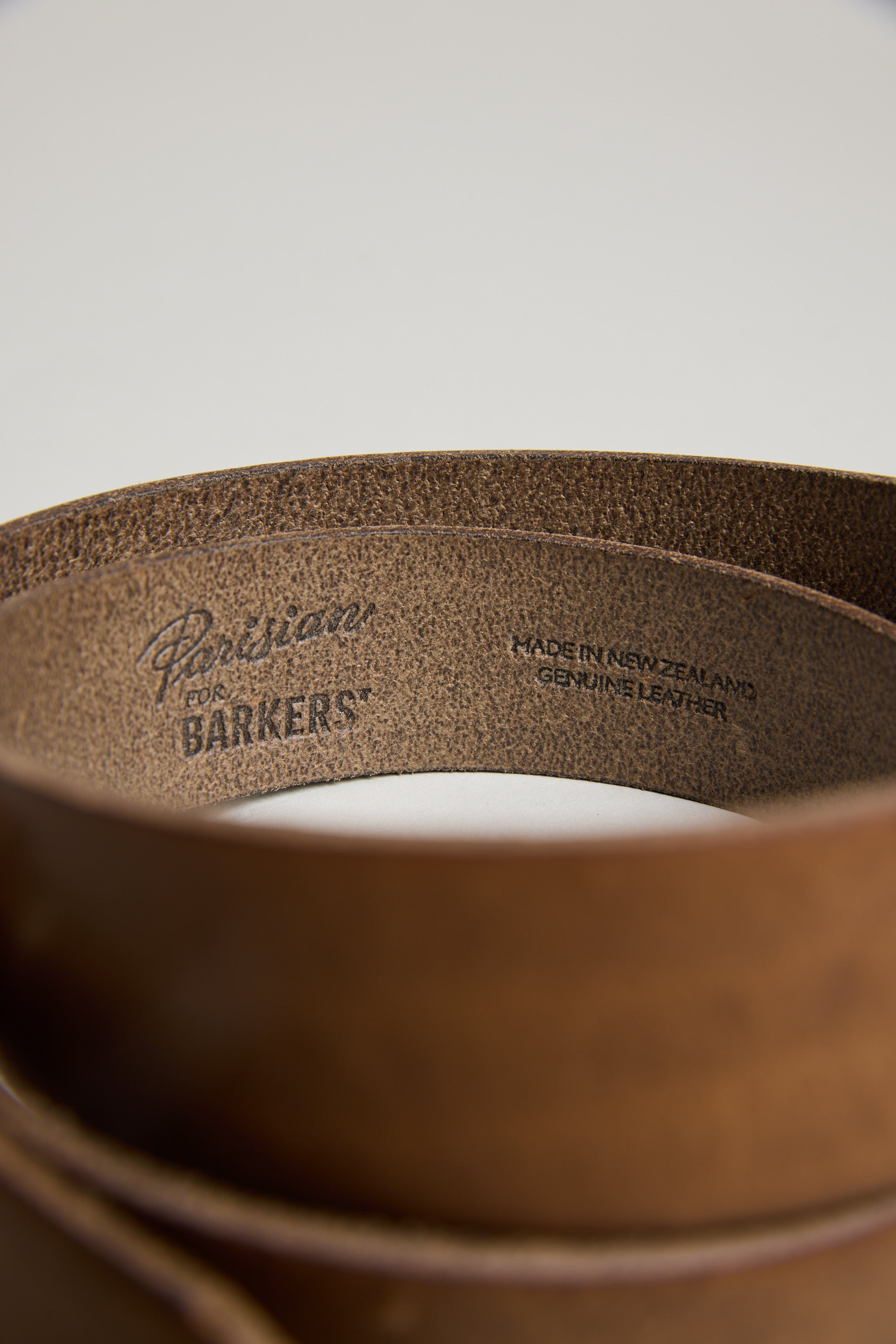 Parisian x Barkers Tuscany Leather Belt in tan, additional view