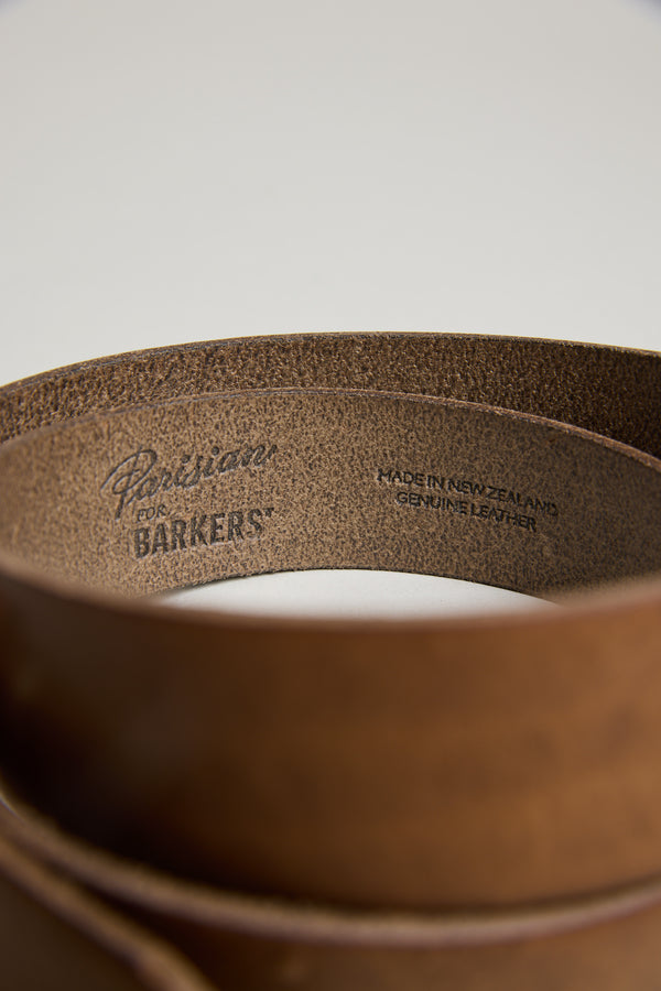Parisian x Barkers Tuscany Leather Belt in tan, additional view