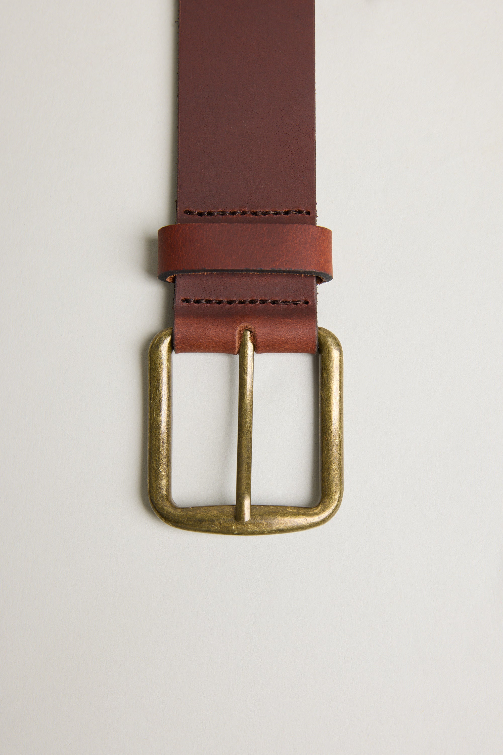 Rossello Leather Jean Belt by Barkers, genuine leather with brass buckle, made in New Zealand.