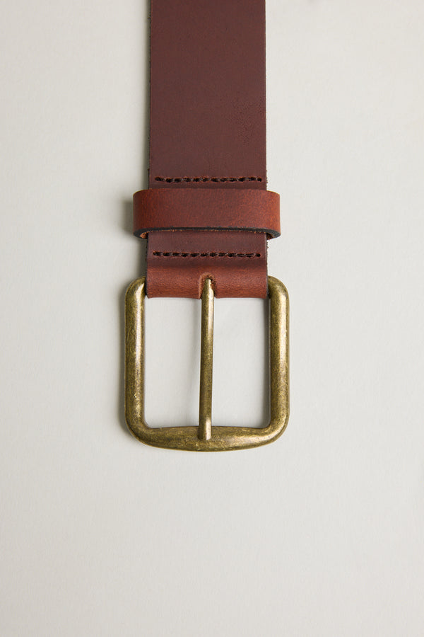Rossello Leather Jean Belt by Barkers, genuine leather with brass buckle, made in New Zealand.