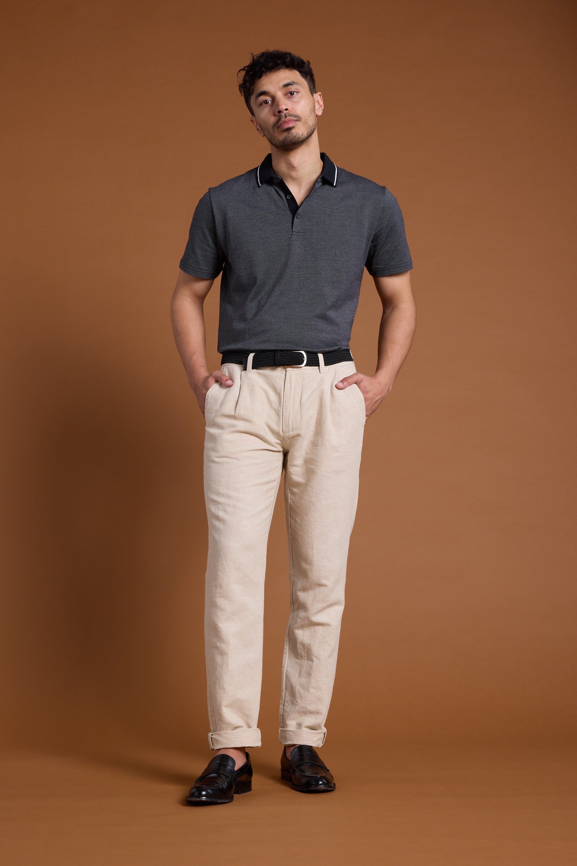 Barkers Olson Mercerised Texture Polo in black, classic fit, alternate view