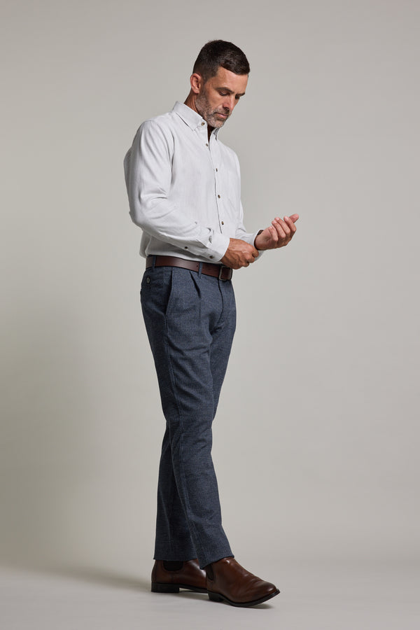 Barkers Newman Cotton Pant in navy check, relaxed fit, additional view
