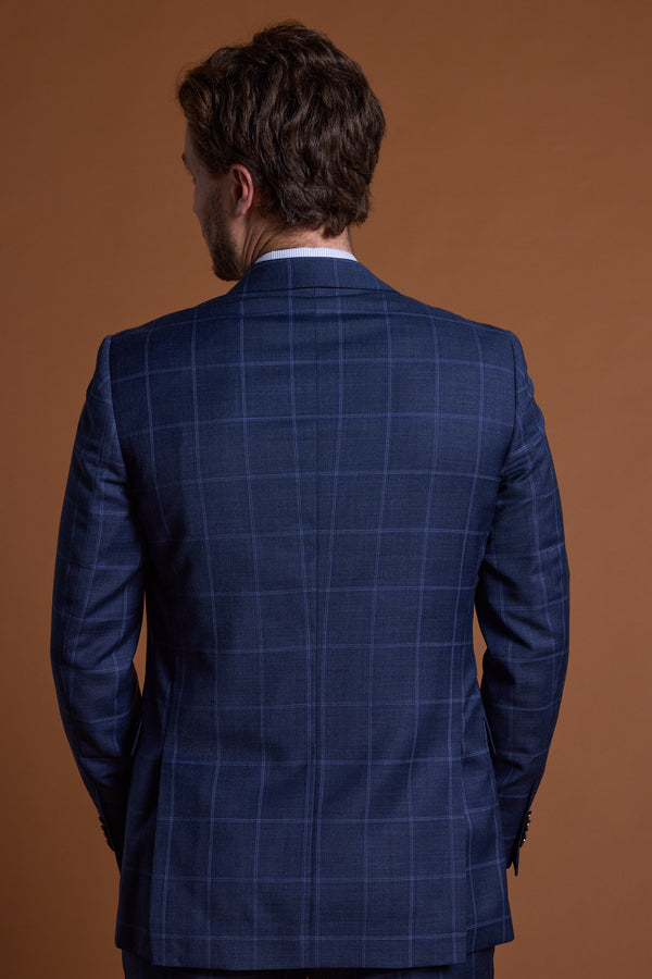 Barkers Treyburn Check Suit Jacket in blue check, merino, additional view