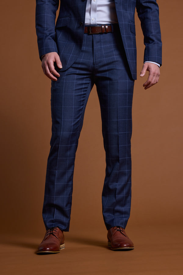 Barkers Treyburn Check Suit Trouser in blue check, merino, additional view