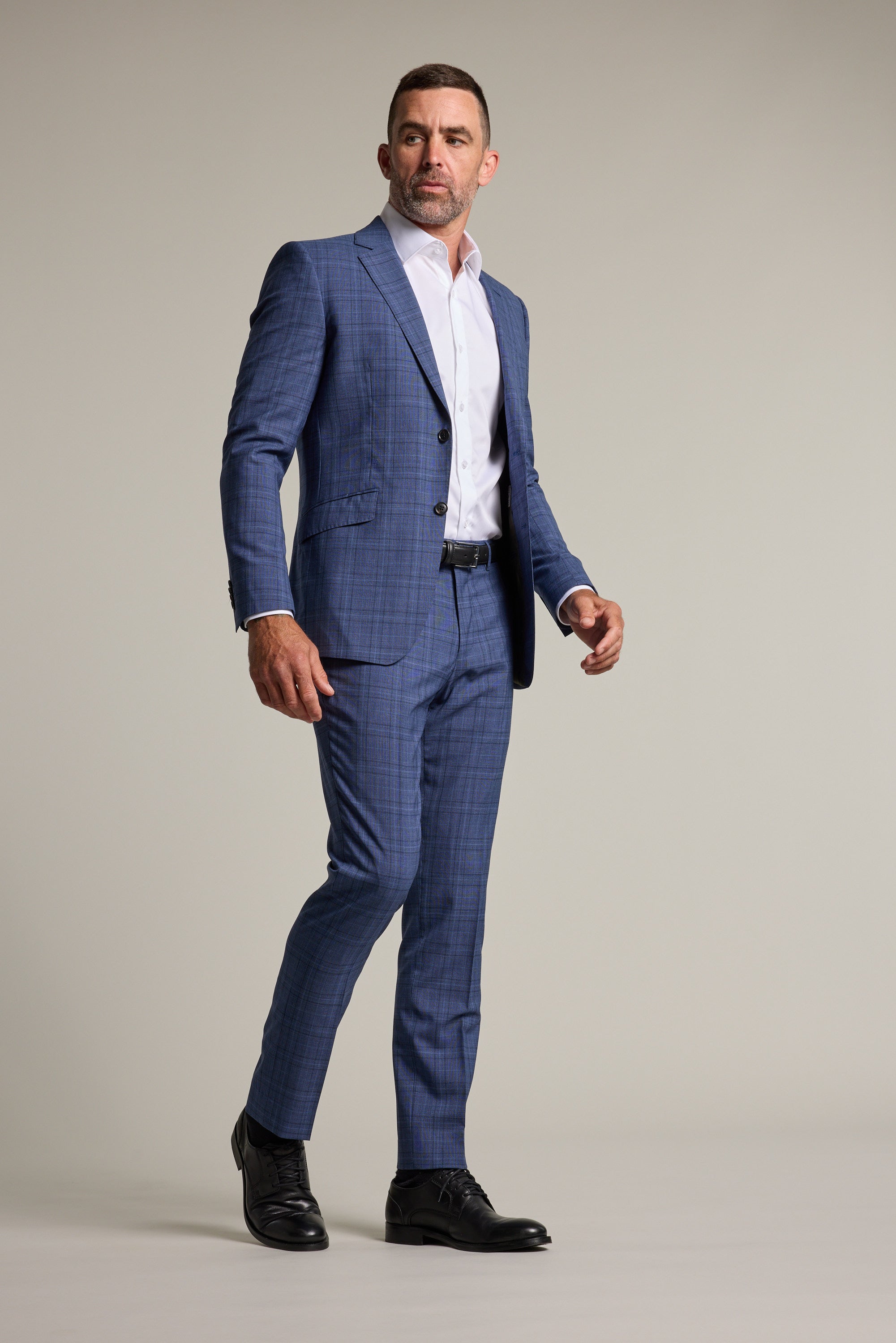 Barkers Hanson Check Suit Trouser in blue, wool
