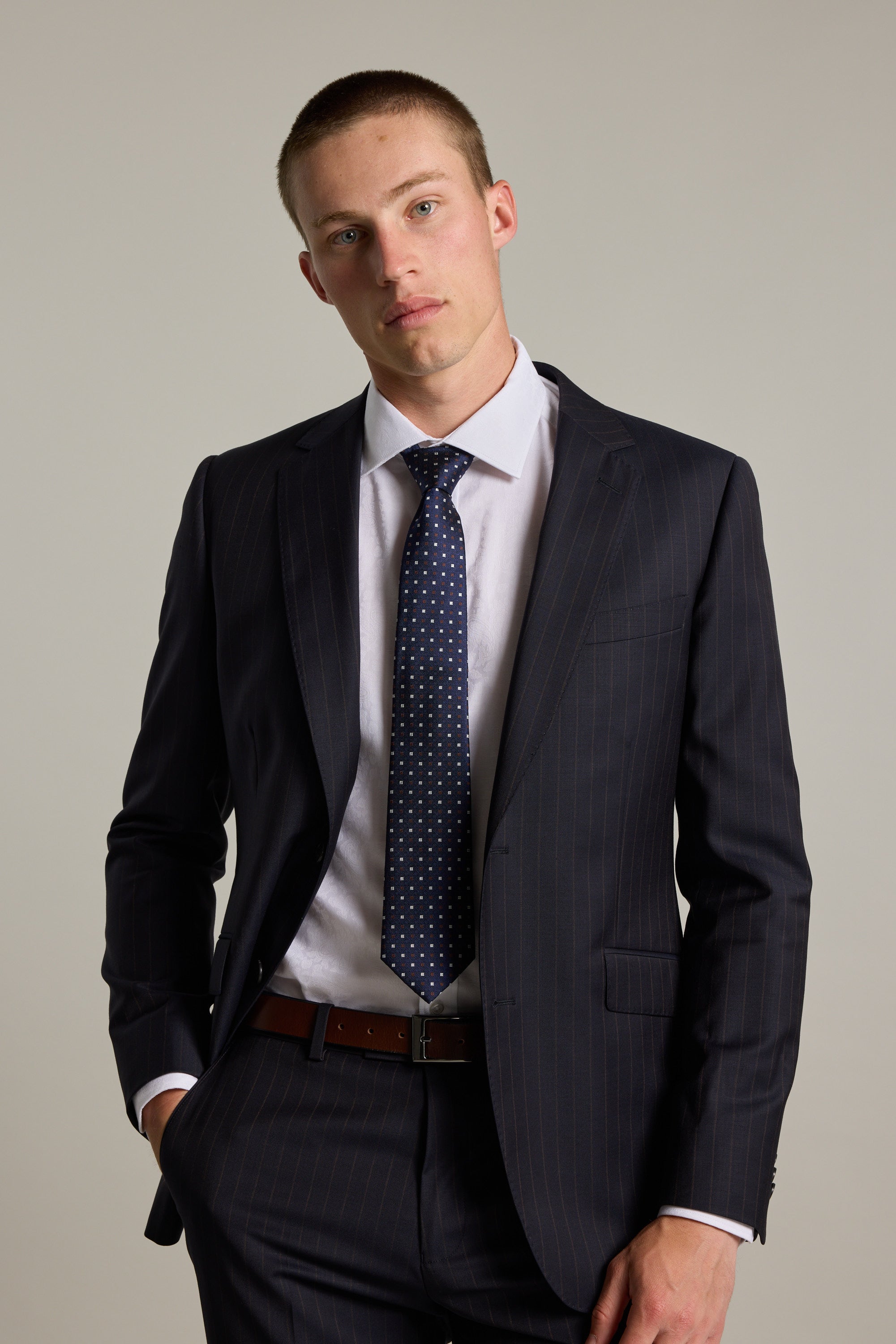 Barkers Wyman Stripe Suit Jacket in navy stripe, additional view