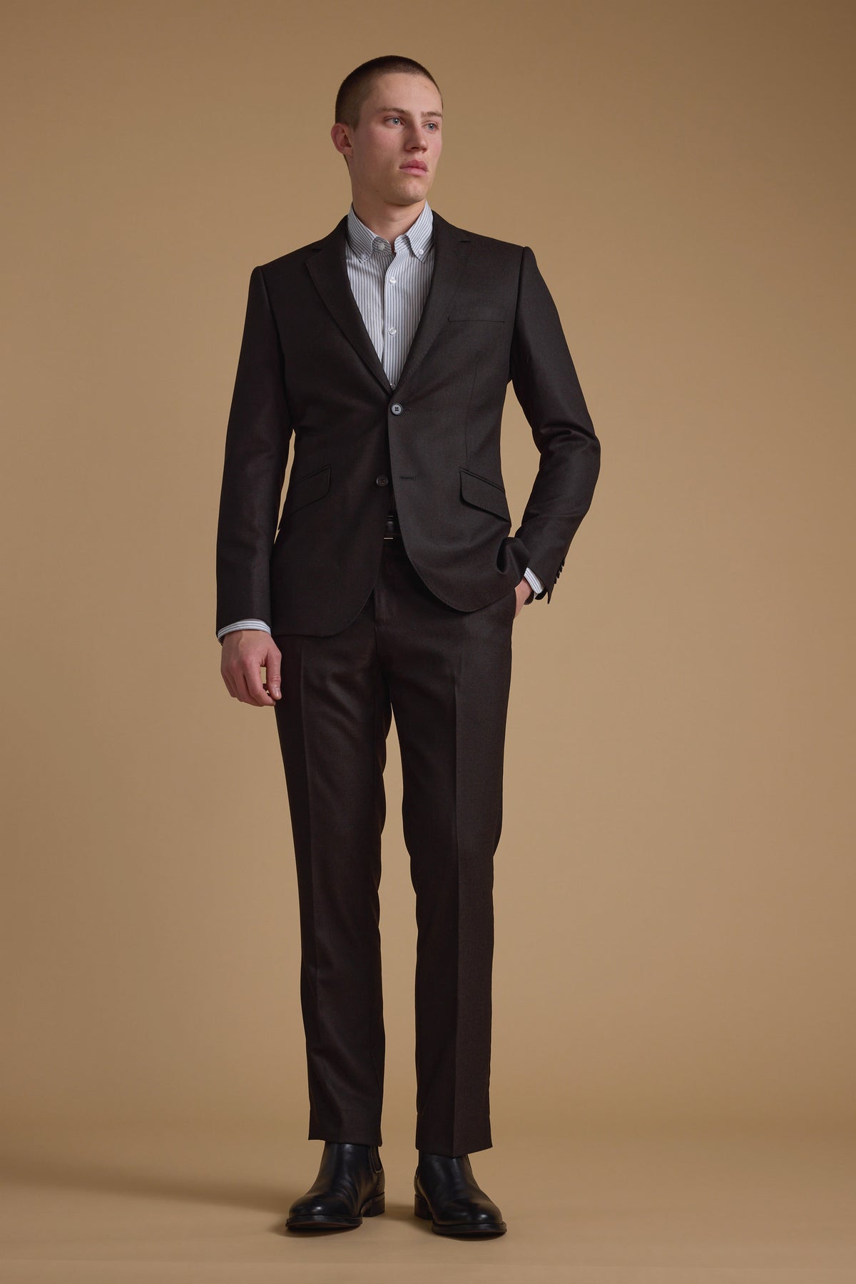 Shop Moray Texture Suit Trouser (BROWN) | Barkers